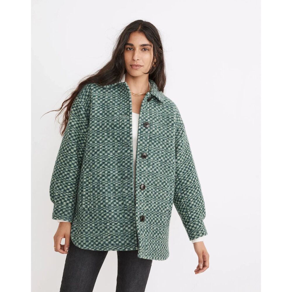 Madewell Belrose‎ Shirt-Jacket in Jacquard Check Women's L Color Palm